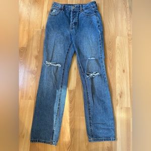 RSQ High Rise Straight Leg Ripped Blue Jeans 25